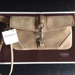 Camel Suede Wristlet